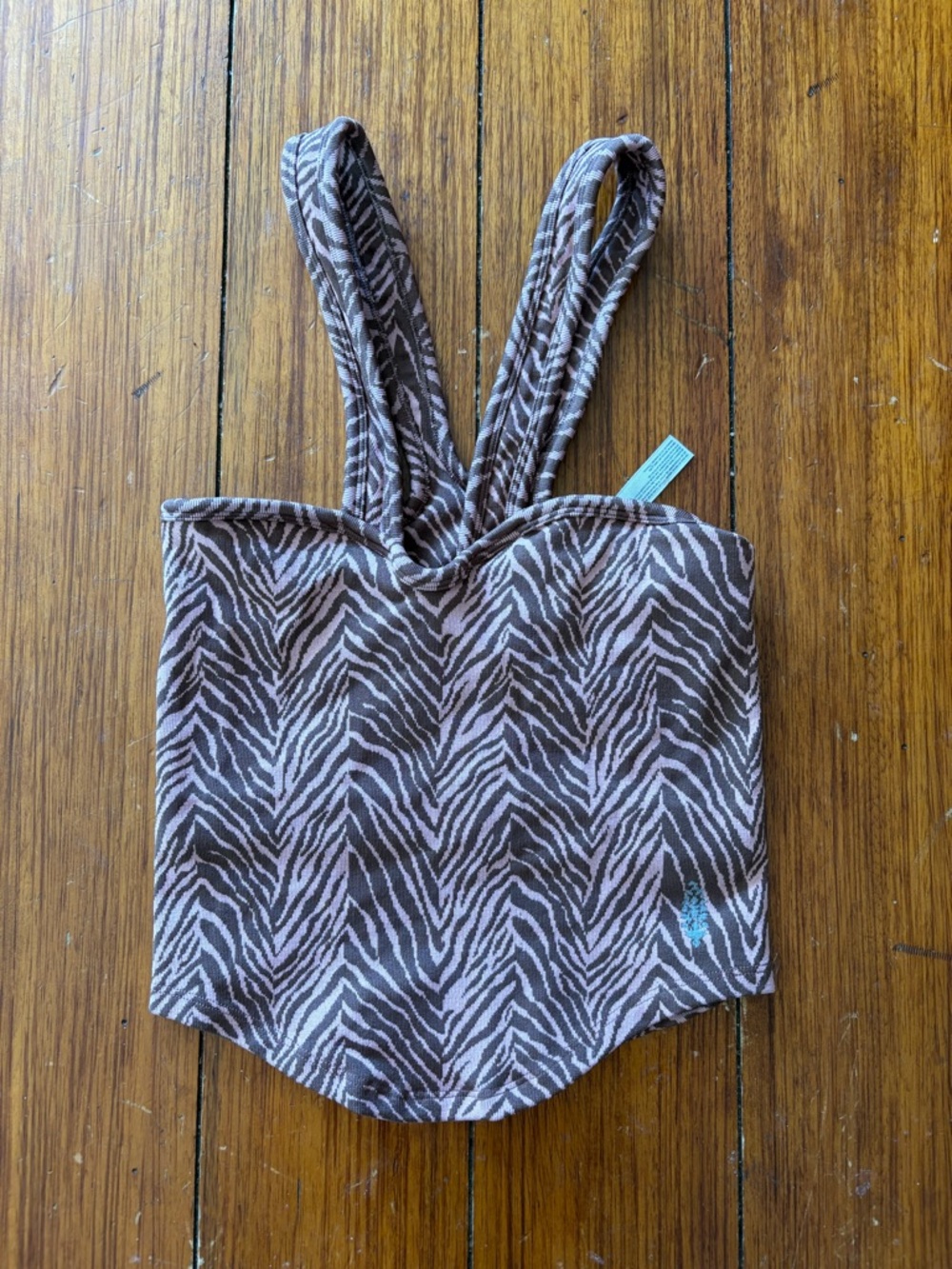 FP Movement by Free People Brown and Cream Zebra-Print Tank